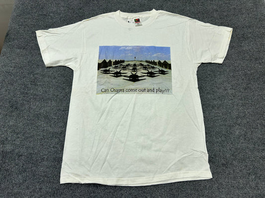Can Osama Come Out And Play Tee - White Size Large