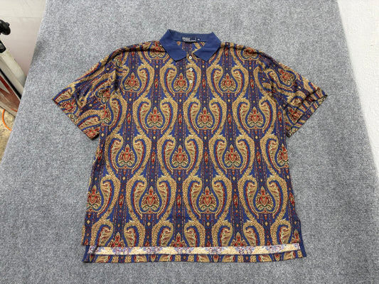 Polo Ralph Lauen Paisley Polo Shirt - Blue Size XXL