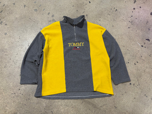 Boot Tommy Sports Fleece Quarter Zip Jacket - Grey/ Yellow Size Large