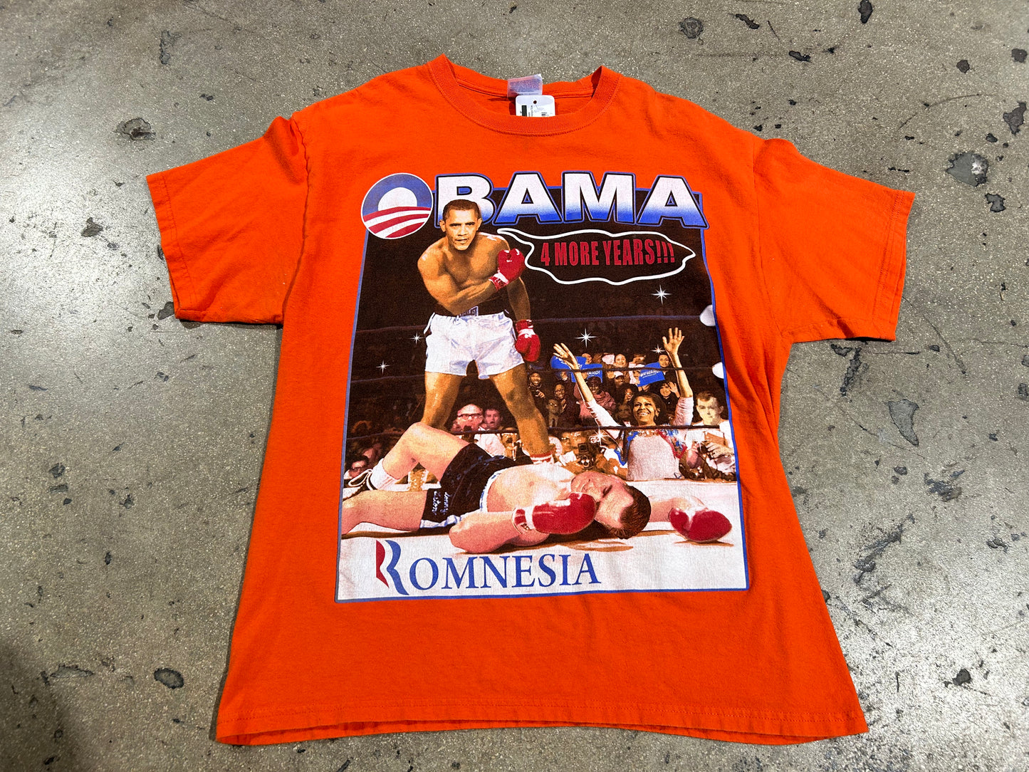 Obama 4 More Years Boxing Shirt - Orange Size Large (con)