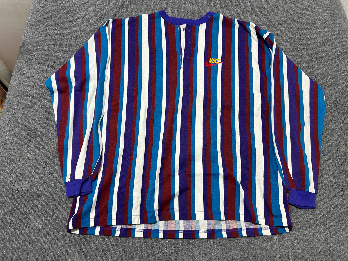 Nike Henley Stripped Long Sleeve  - Multi Size XL