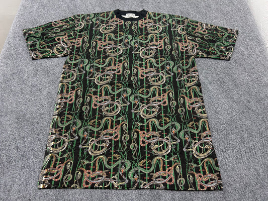 Evisu Snake & Bamboo AOP Tee - Black Size XL
