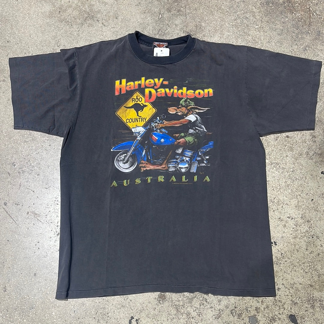 1992 Harley Davidson Australia Tee - Faded Black Size XL