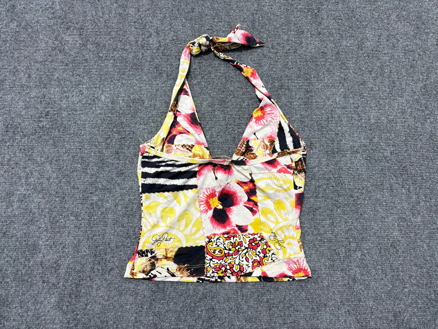 Baby Phat Halter Top - Pink/ Yellow Size Small
