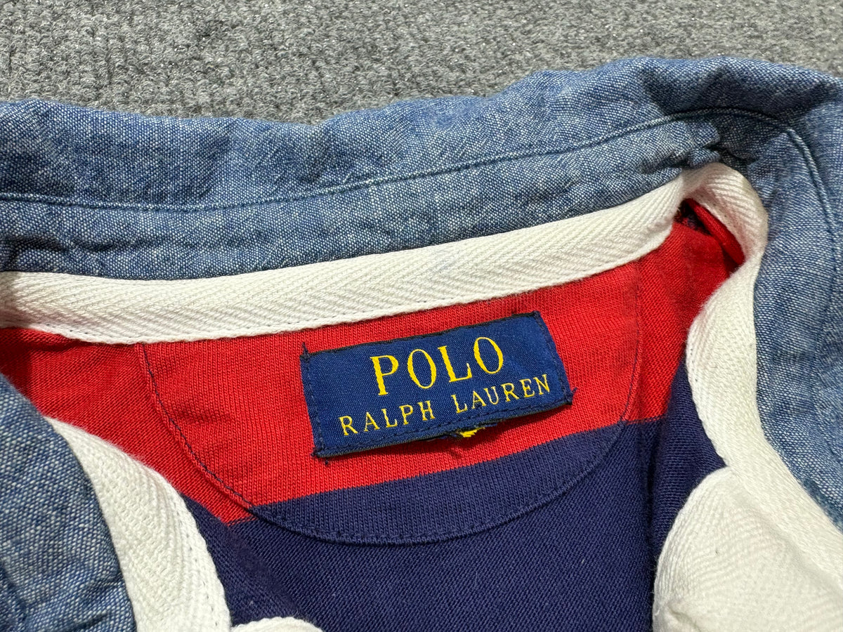 Polo Ralph Lauren USA Striped Rugby Polo - Red / Navy Size Small
