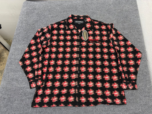 Pelle Pelle Monogram Logo Button Up Shirt - Black/ Red Size XXL