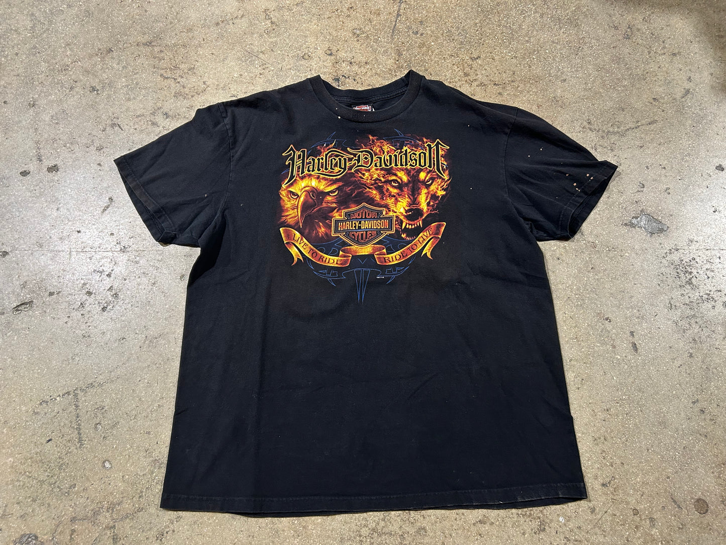 2011 Harley Davidson Wolf & Eagle Tee - Black Size XXL