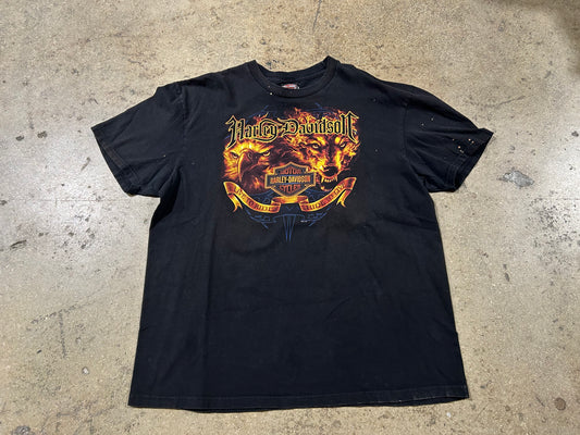 2011 Harley Davidson Wolf & Eagle Tee - Black Size XXL