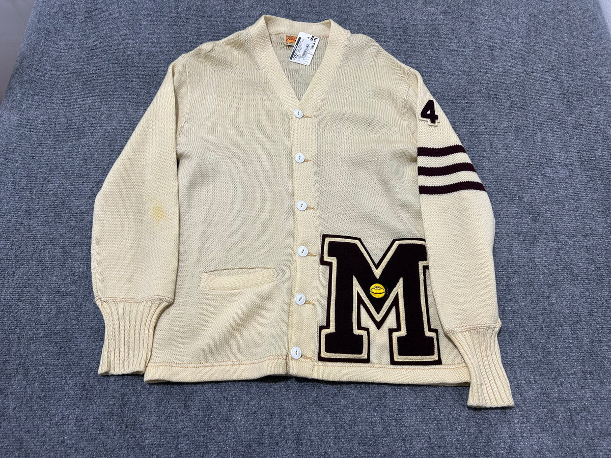 1960s College House Varsity Cardigan - Cream Size Large