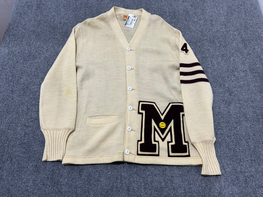 1960s College House Varsity Cardigan - Cream Size Large