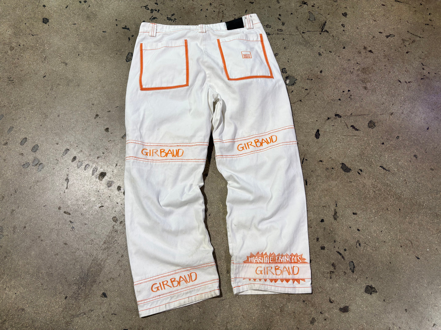 Marithe Francois Girbaud Dolphins Shuttle Denim Pants - White/ Orange Size 38