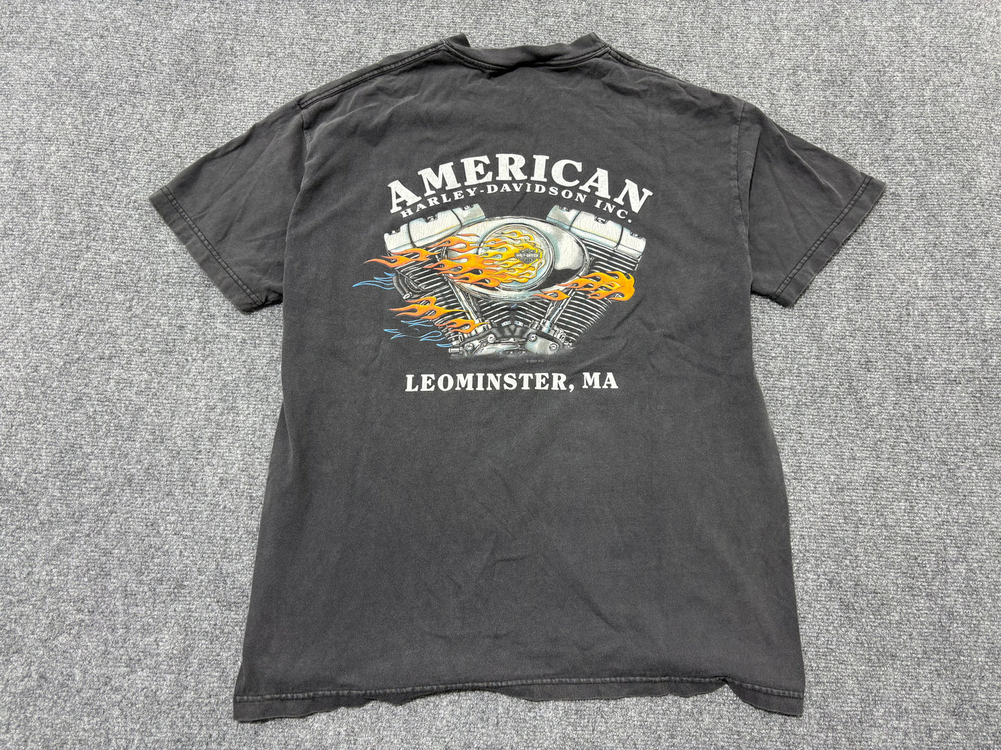 2002 Harley Davidson Freedom Eagle Tee - Faded Black Size Large