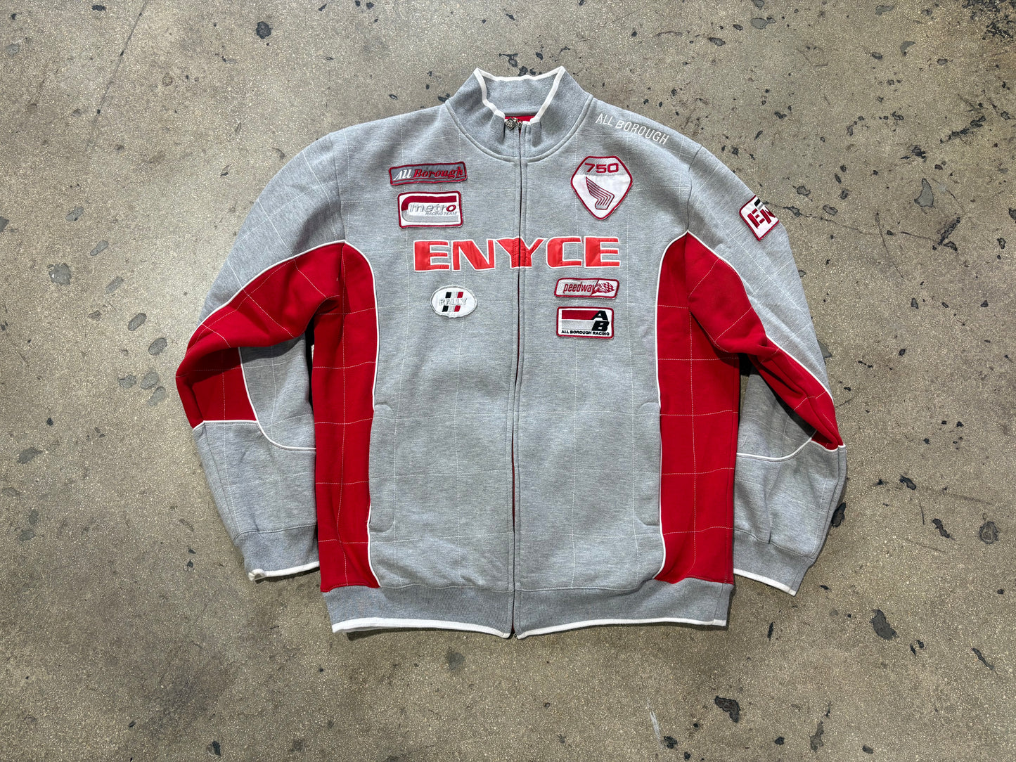 Enyce Performance Racing Zip Up Jacket - Grey/ Red Size XXL