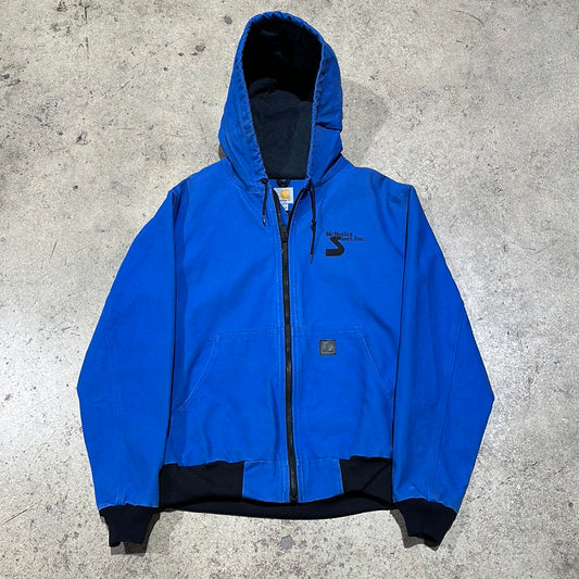 Bootleg Carhartt Hooded Jacket - Royal Blue Size Large