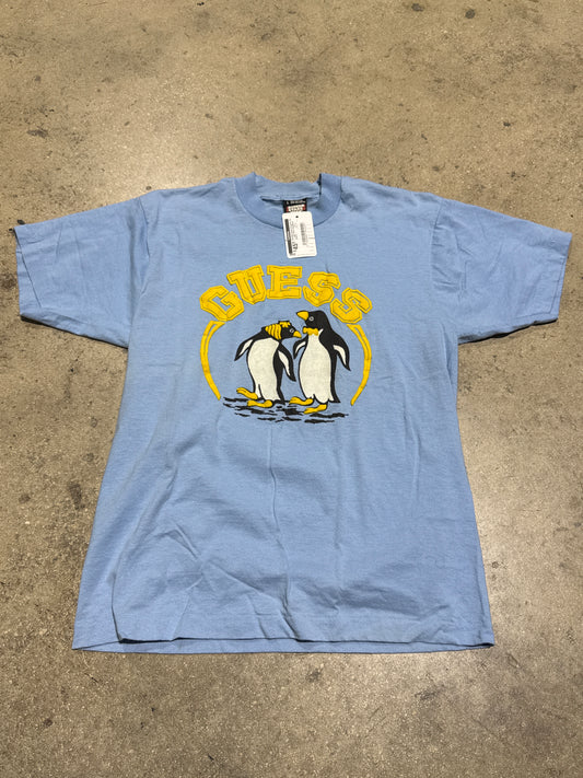 Bootleg Guess Penguin Tee - Light Blue Size Large
