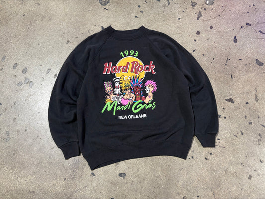 1993 Hard Rock Mardi Gras Crewneck - Black Size Large