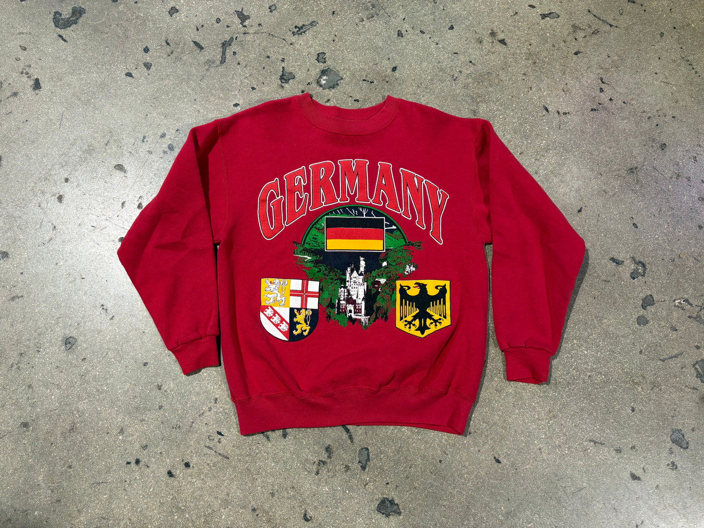 90s Germany Crewneck Sweatshirt - Red Size Medium
