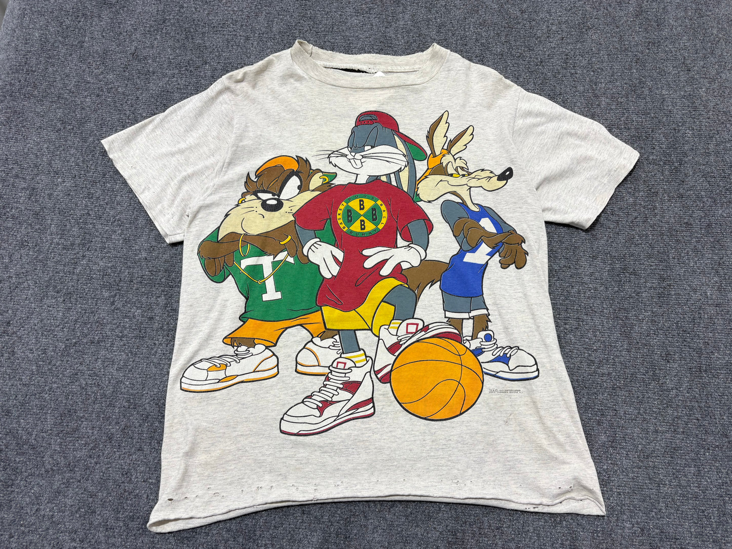 1993 Looney Tunes Basketball Tee - Grey Size XL