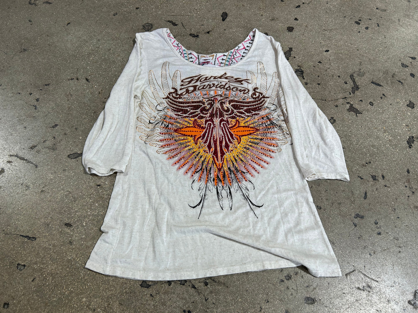 Harley Davidson Tribal WMNS Shirt - Cream/Multi Size Large (con)