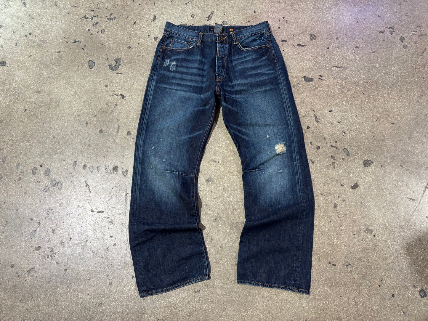 Ed Hardy Panther Embroidery  Denim Jeans - Blue Size 38 x 34