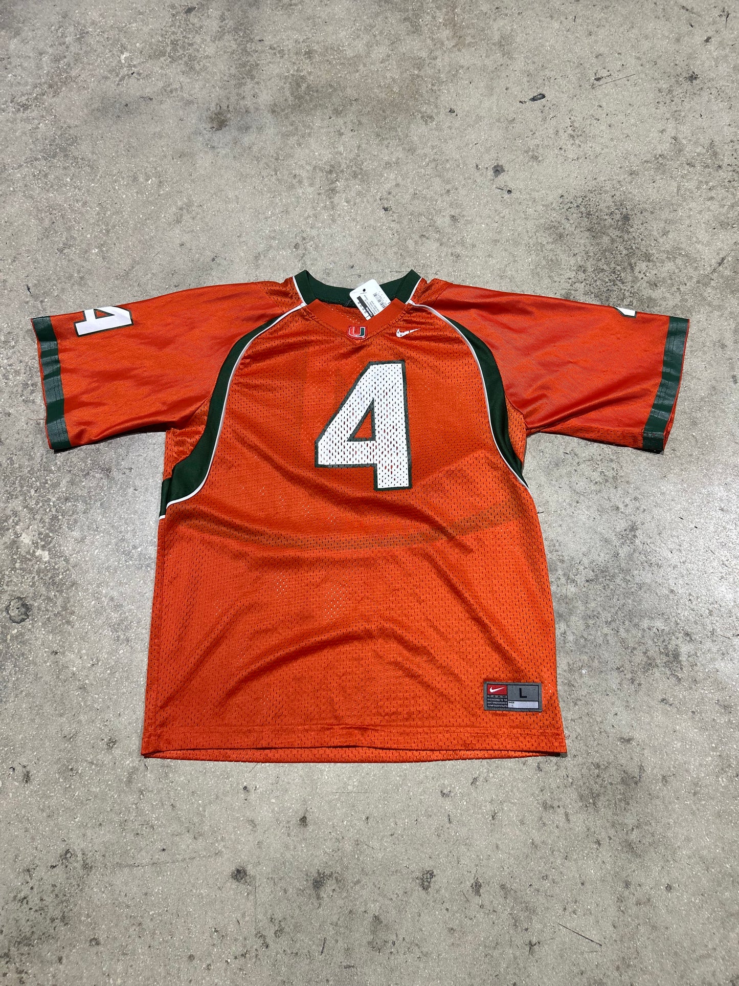 Miami Hurricanes #4 Football Jersey - Orange Size Kids Large