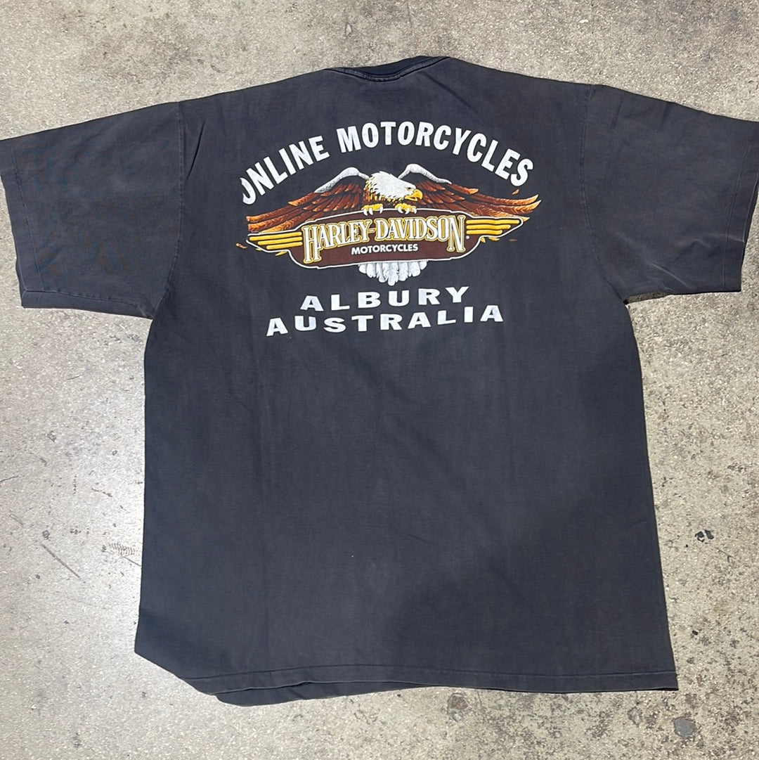 1992 Harley Davidson Australia Tee - Faded Black Size XL