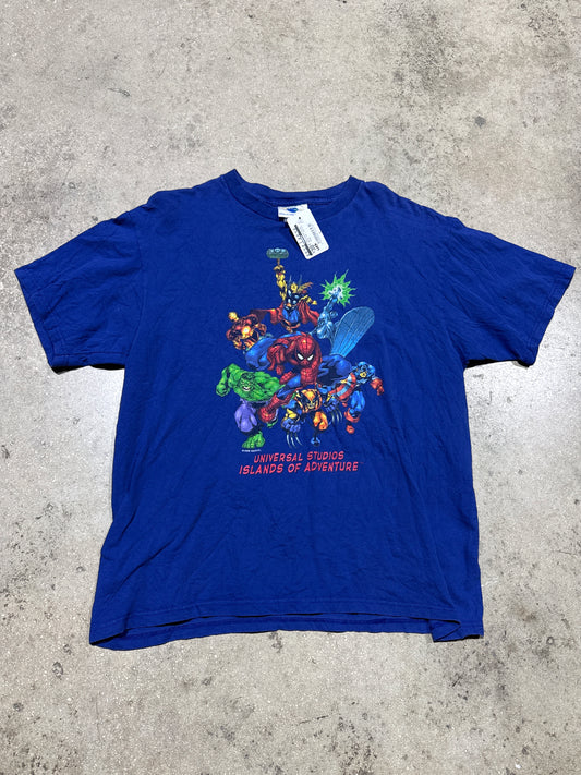 1998 Universal Studios Marvel Tee - Blue Size Large