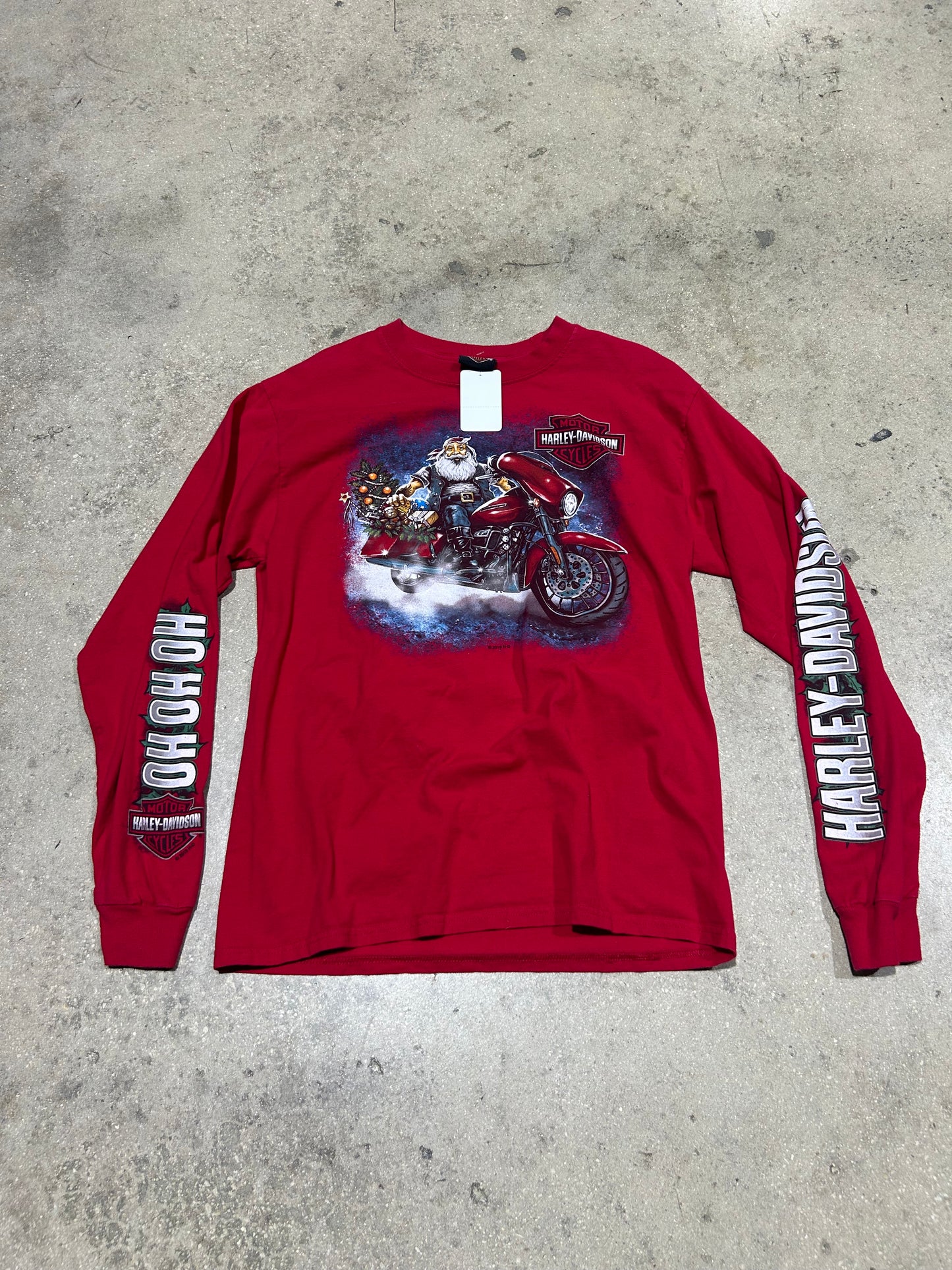 2019 Harley Davidson Santa Claus Christmas Long Sleeve - Red Size Medium