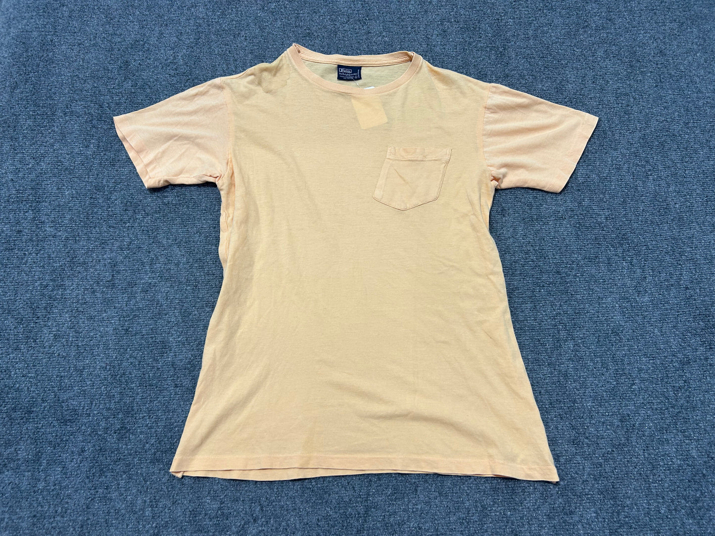 90s Polo Ralph Lauren Single Stitch Pocket Tee - Orange Size Large