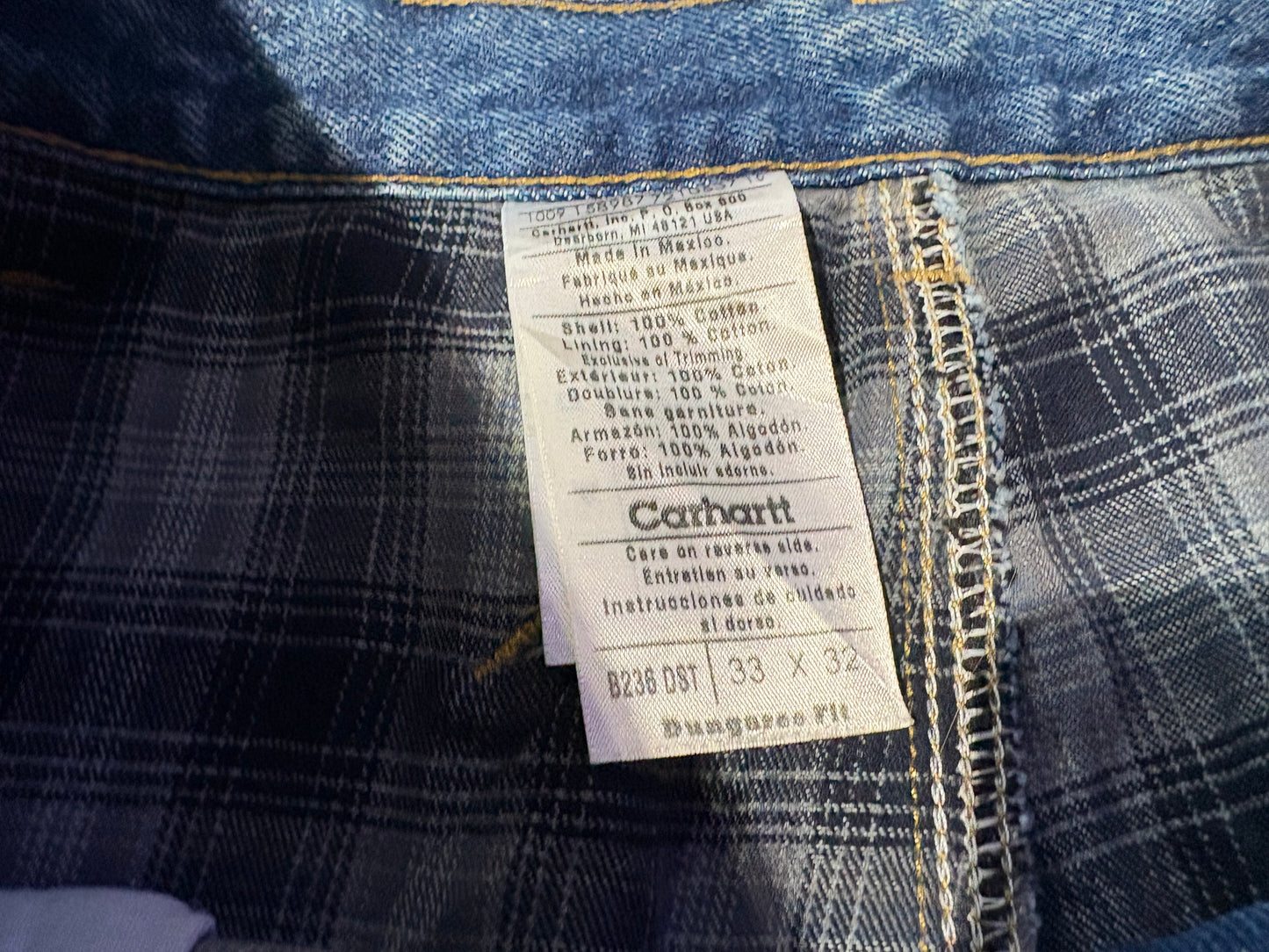 Carhartt Flanneled Carpenter Jeans - Blue Size 33  x 32