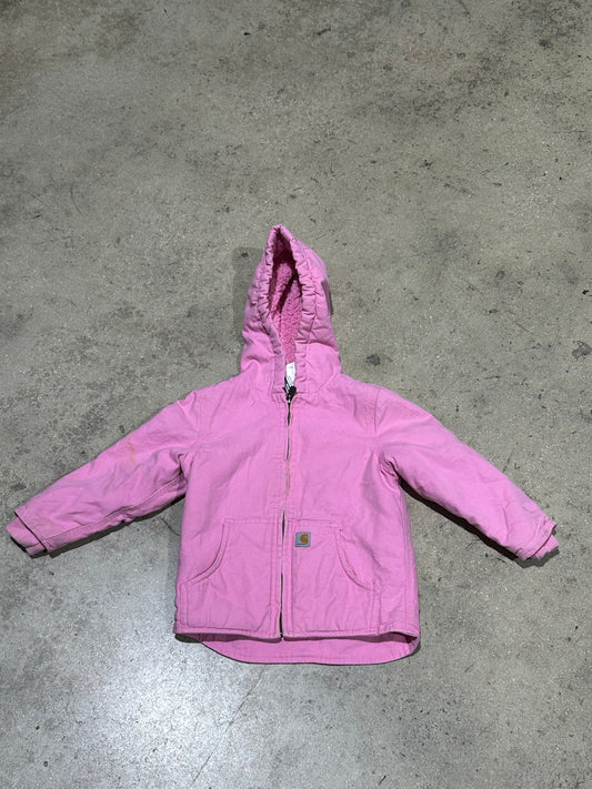 Kid's Carhartt Hooded Sherpa Lined Jacket - Pink Size 3T