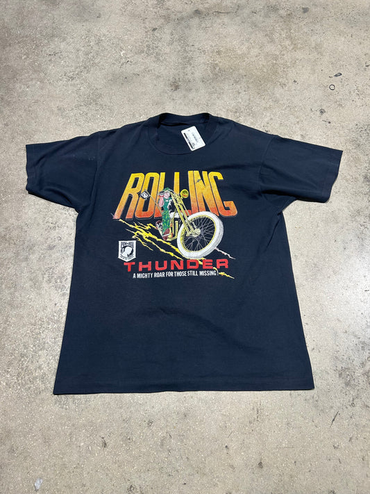 Rolling Thunder Pow Mia Tee - Black Size Large