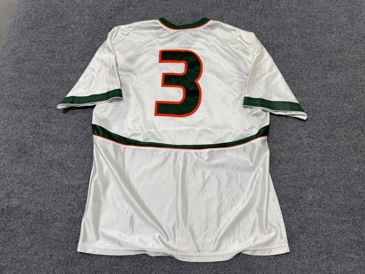 00s Nike UM Hurricanes Frank Gore #3 Authentic Jersey - White Size Large