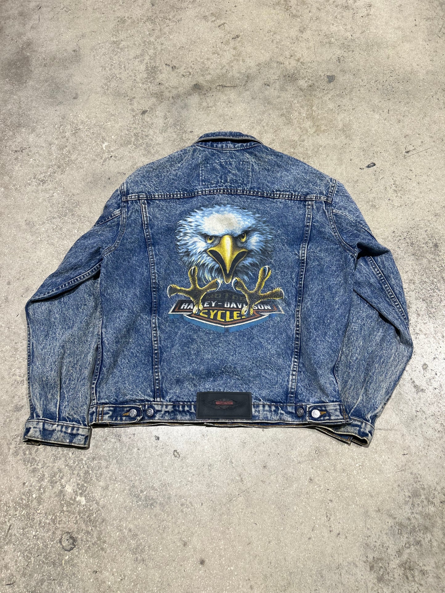 90s Harley Davidson Acid Washed Denim Jacket Size Large