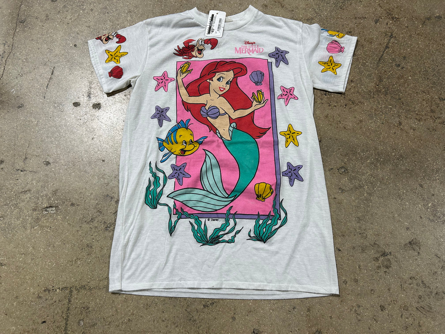 Little Mermaid Big print Tee - White Size Medium