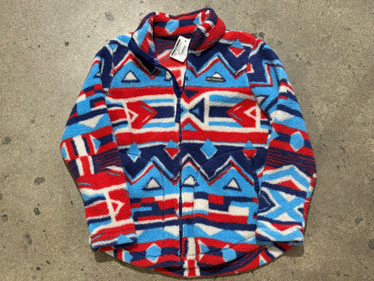 Columbia Navajo Fleece Jacket - Red/White/Blue Size Medium