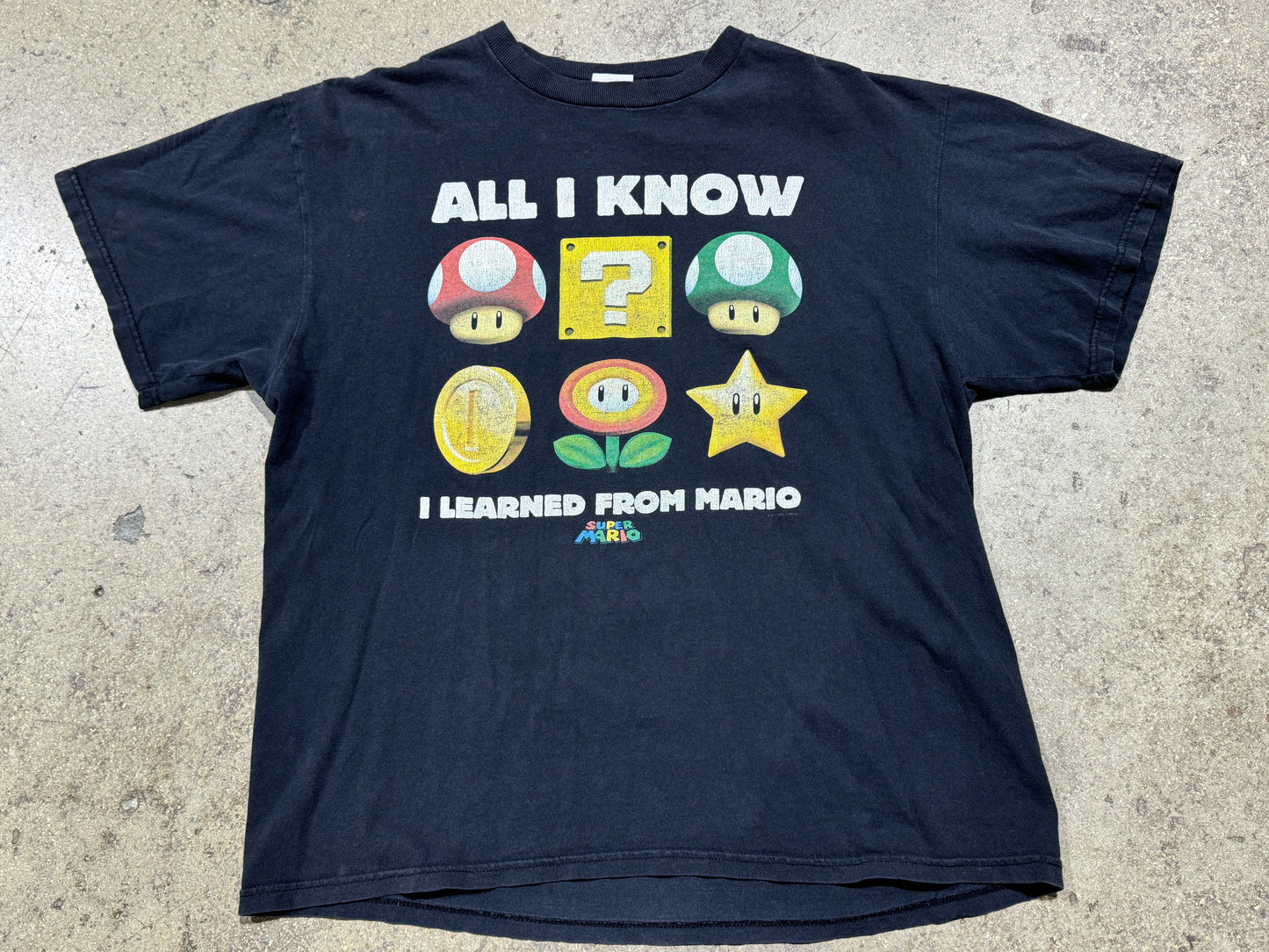 Super Mario All I Know I Learned From Mario Tee -Black Size Large