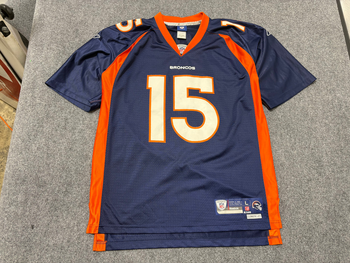 Reebok Denver Broncos #15 Tebow Jersey - Navy Size Large