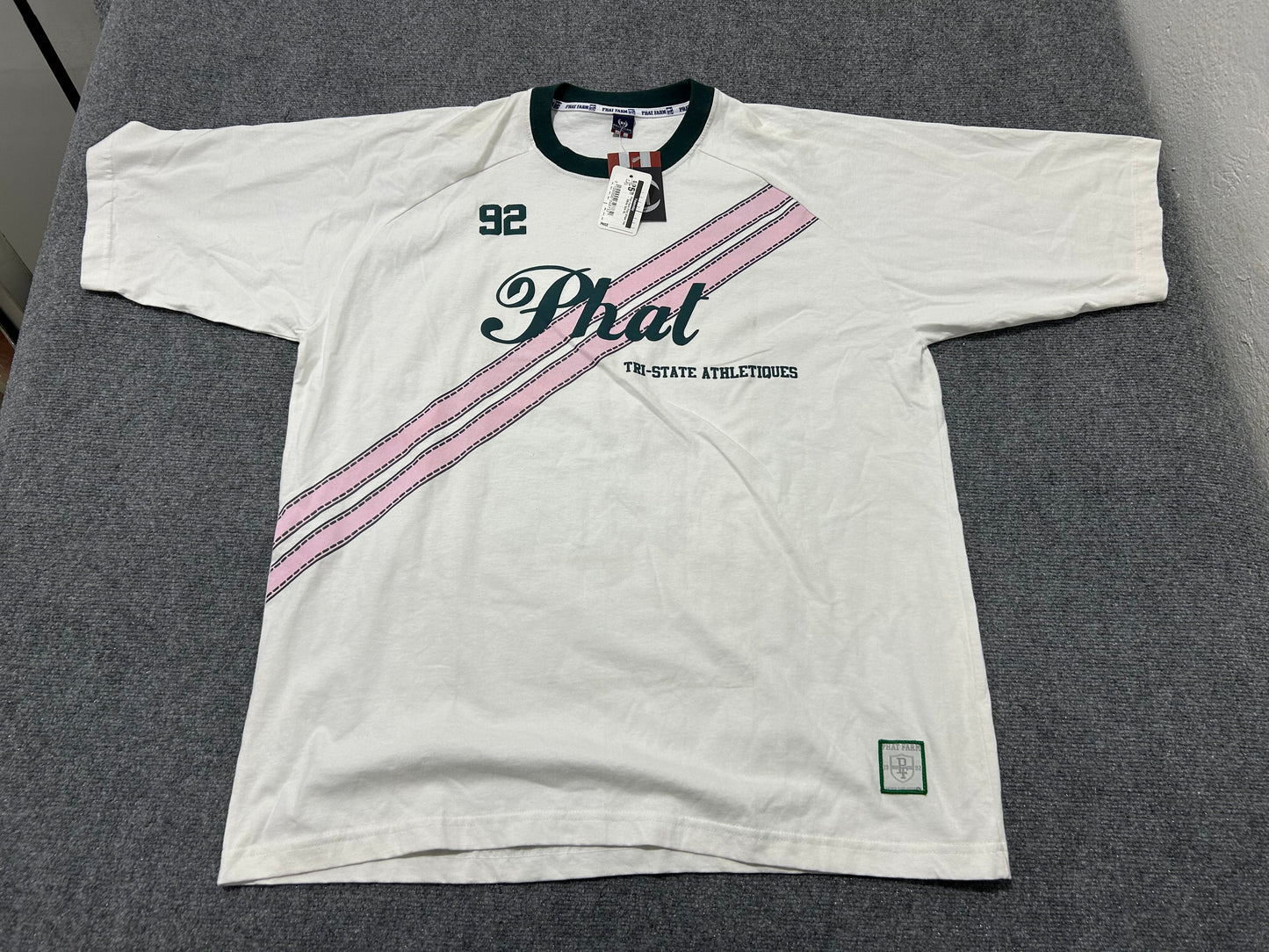 Phat Farm Pink Stripe Tee - White Size XL