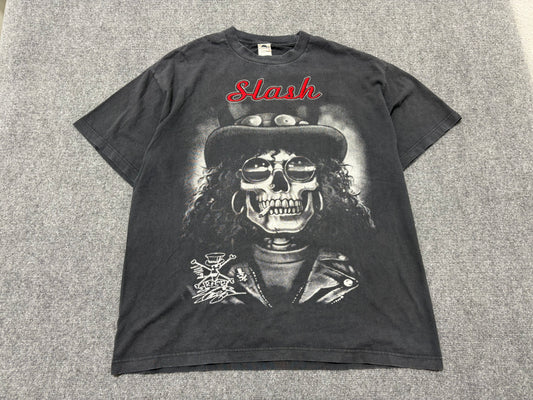 Slash Skull Face Embroidered Tee - Black Size XL