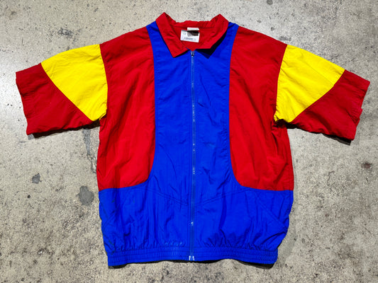 Short Sleeve Collar Zip Up - Clown Colored Size XL