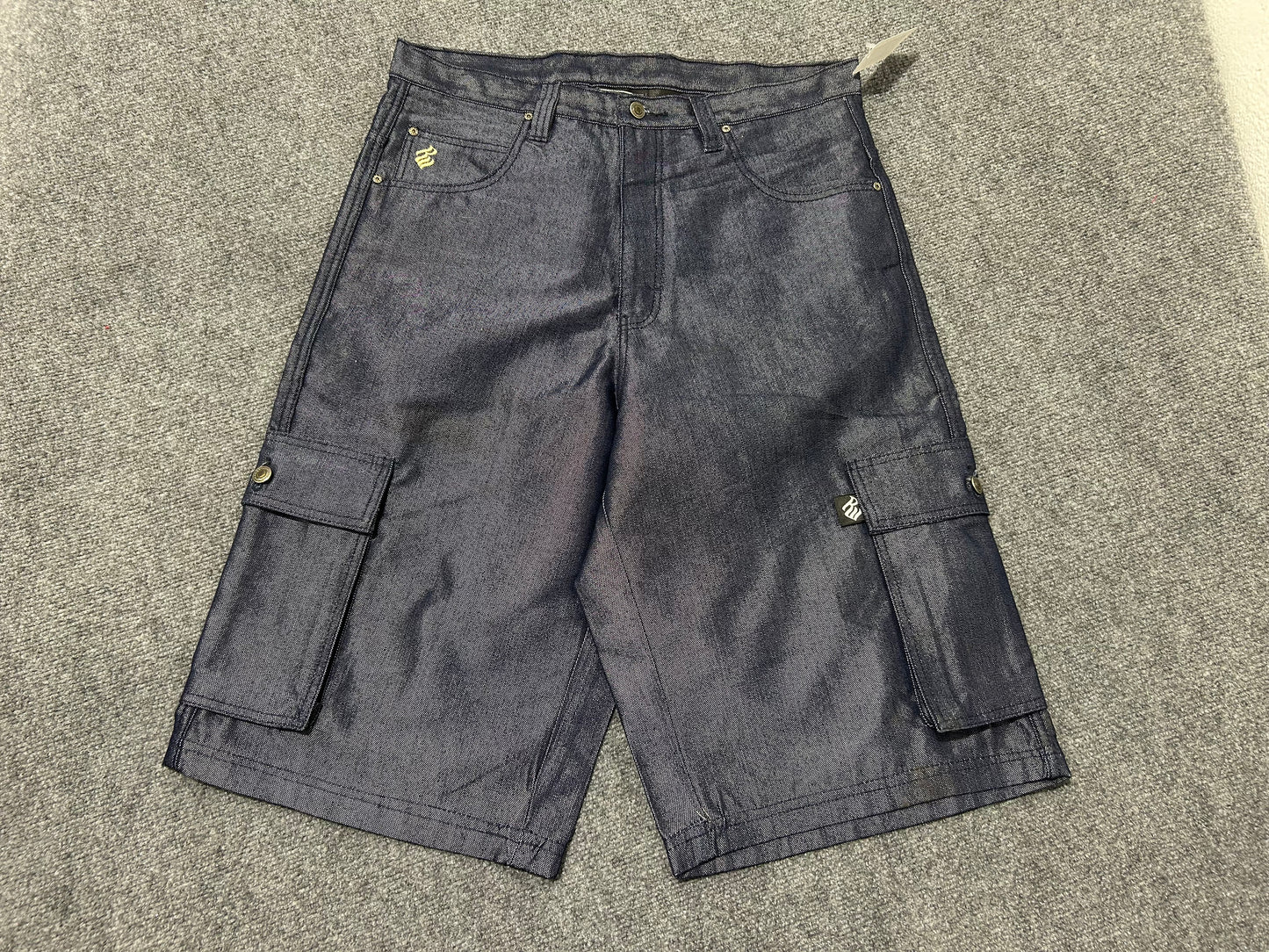 Rocawear Raw Denim Jean Shorts - Shiny Blue Size 36