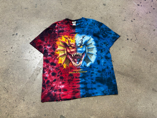 Universal Dueling Dragons Tie Dye Tee - Red/Blue Size Medium