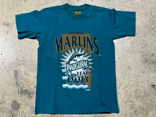 1993 Florida Marlins Inaugural Year Tee - Teal Size Medium