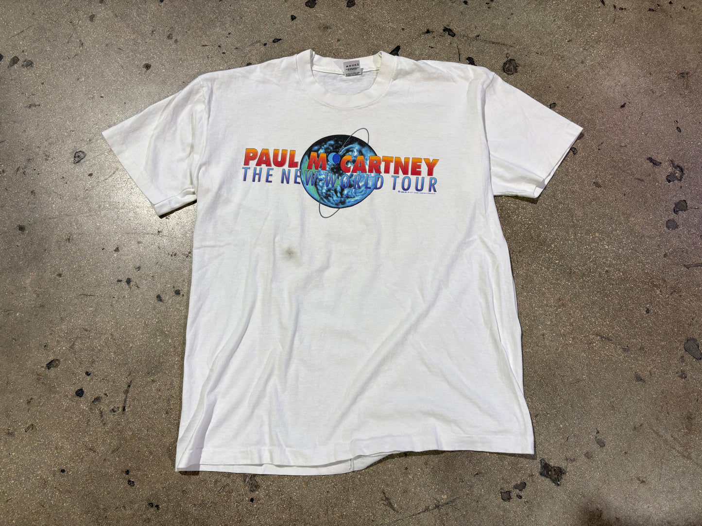 1993 Paul McCartney The New World Tour Tee - White Size XL