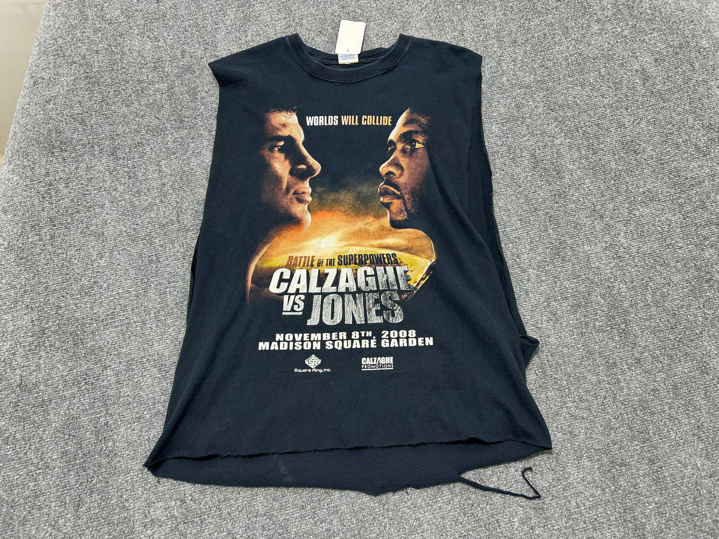 Cutoff Sleeveless 2008 Calzaghe Vs. Jones Boxing Tee - Black Size Large
