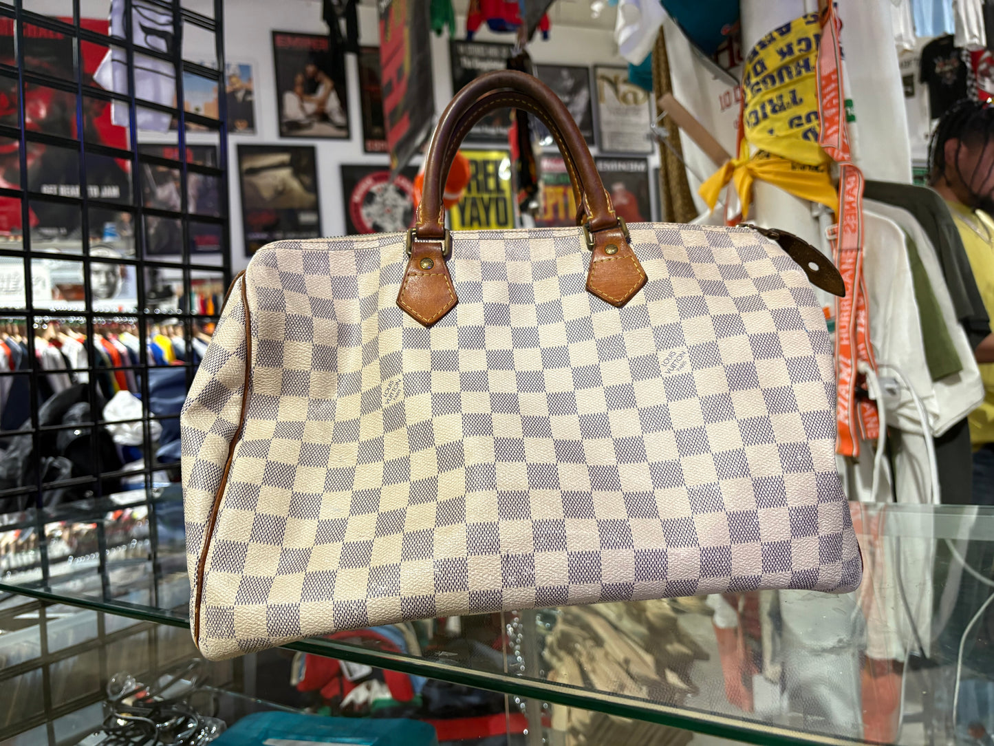 Louis Vuitton Speedy 30 Damier Azur Bag - White