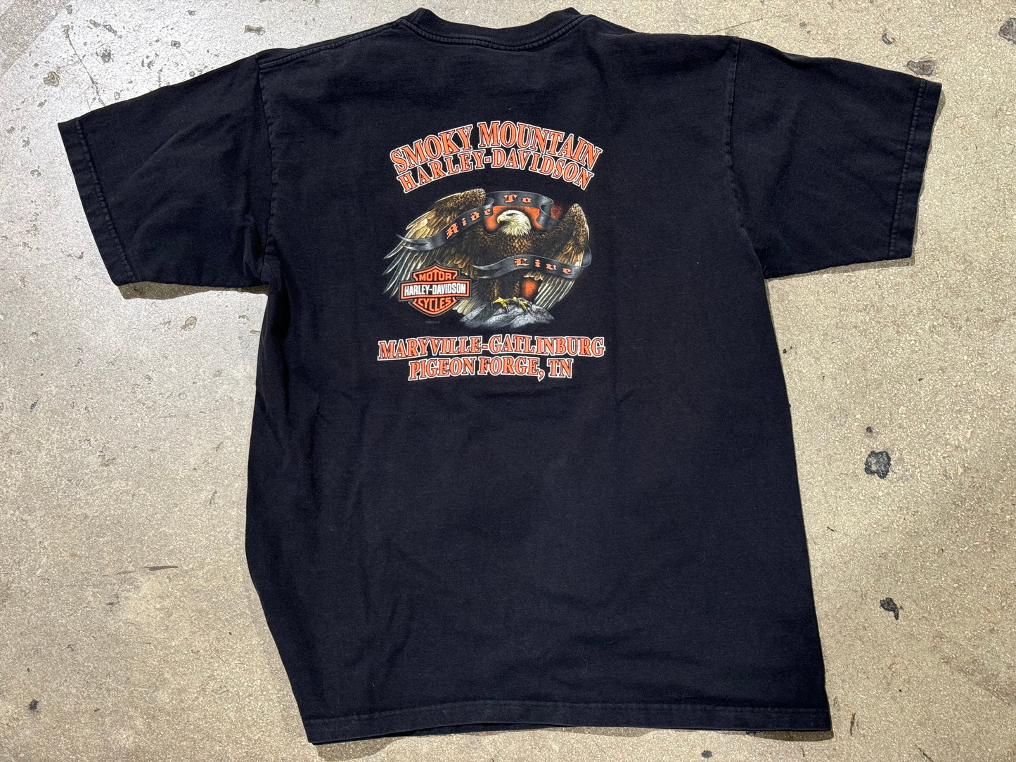 2008 Harley Davidson Smokey Mountains Pocket Tee - Black Size XL