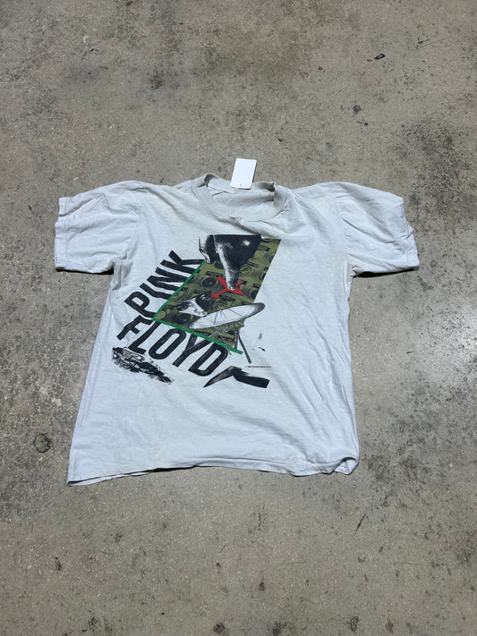 1987 Thrashed Pink Floyd World Tour Tee - White Size Small