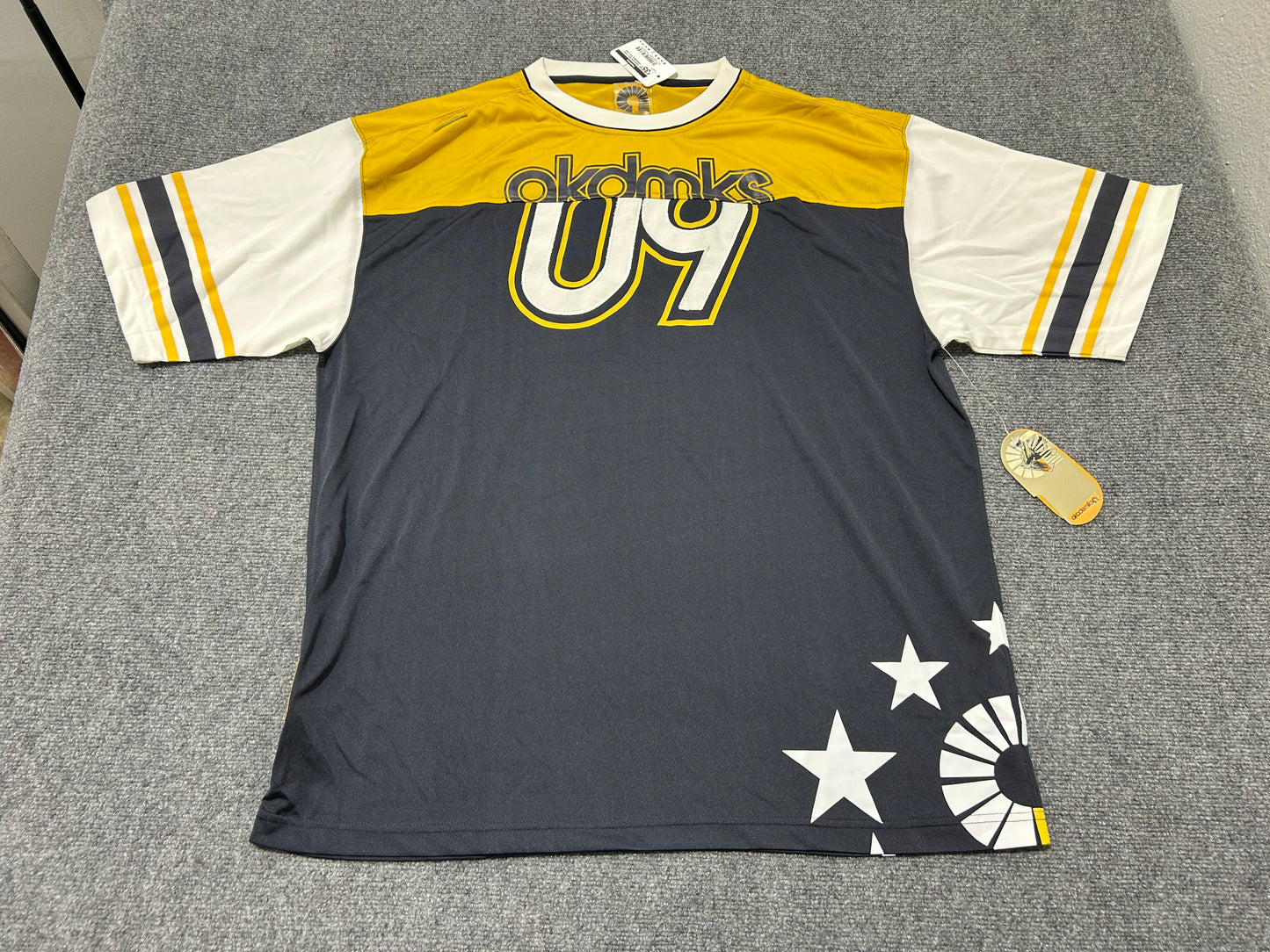 Akademiks Split Jersey - Yellow/Navy Size Large
